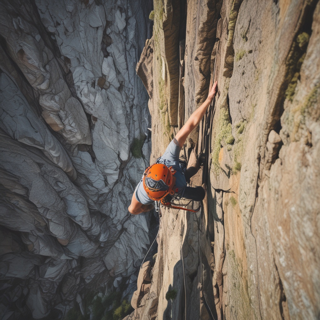 Climber falling on 5th pitch